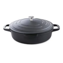 Nouveaux produits 22 Cocotte Légère Basse Ronde En Fonte D'aluminium 28 Cm 4,1 L Coloris Noir